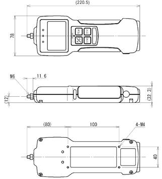 Z2系列多功能內置傳感器推拉力計結構尺寸圖