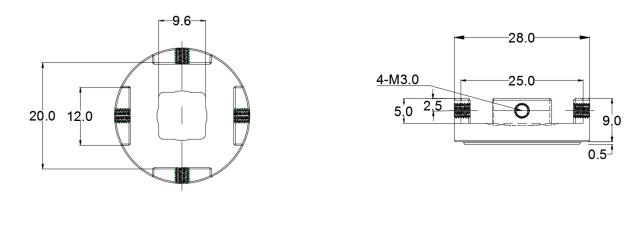 ACI-W高精密扭力測試儀轉(zhuǎn)接器連接插座尺寸圖